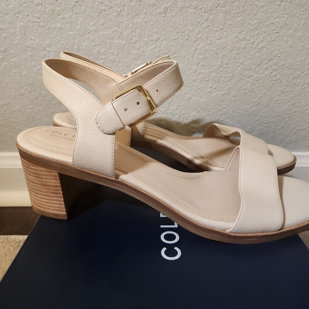 Cole Haan Cream Block Heel Sandals